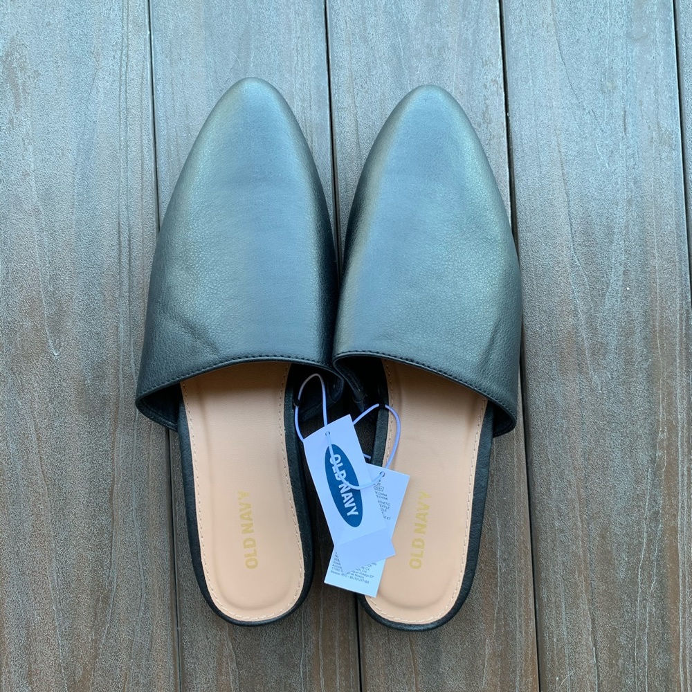 Black Leather Business Casual Slides